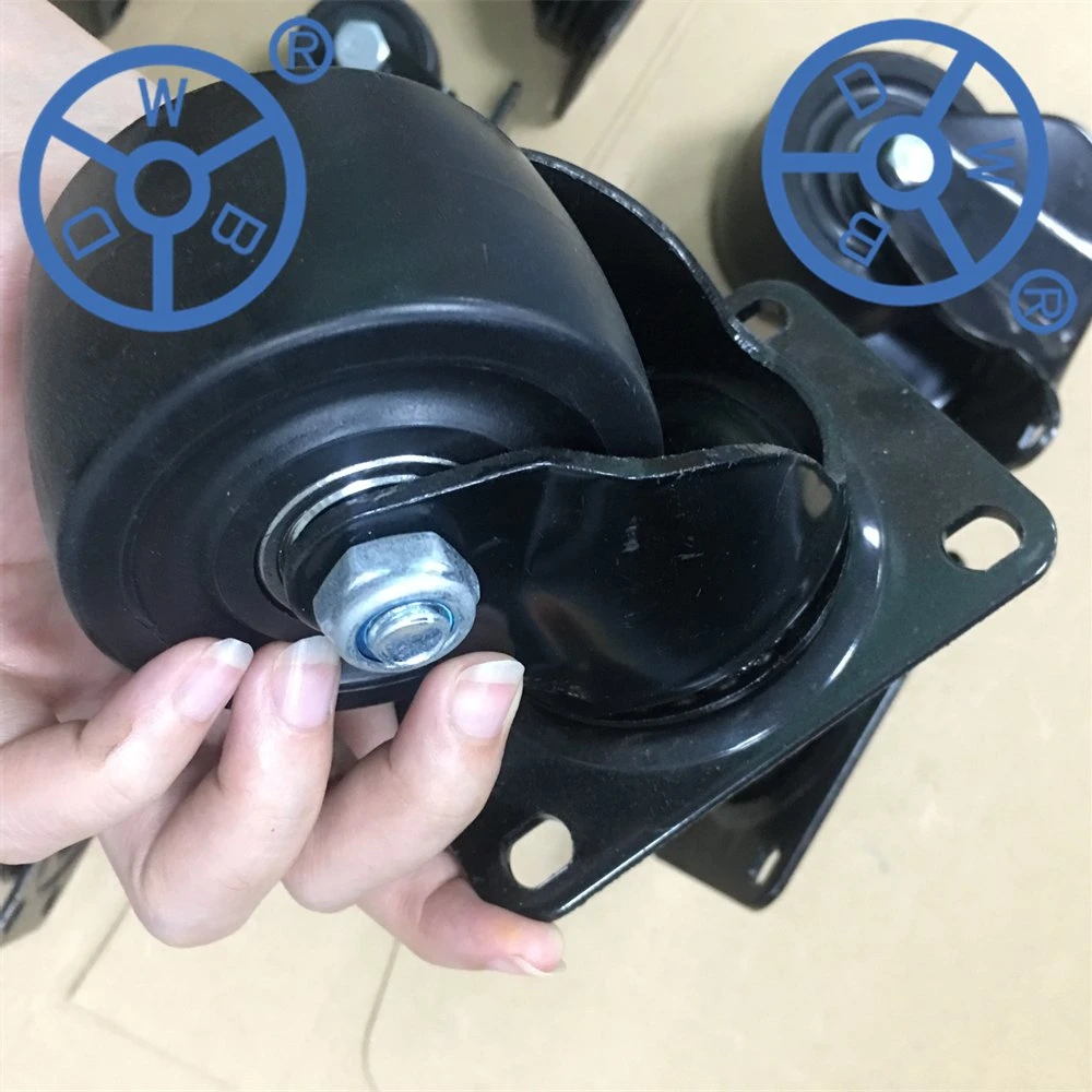 Wbd 40/50/65/75mm Industrial Low Profile Casters Black Nylon PP Rotating Castor Wheel High Load Business Machine Caster with Brake for Furniture and Equipment