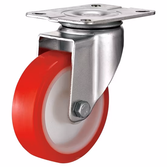 China Factory Wholesale PP Core Red PU Tire Light Medium Duty Castor