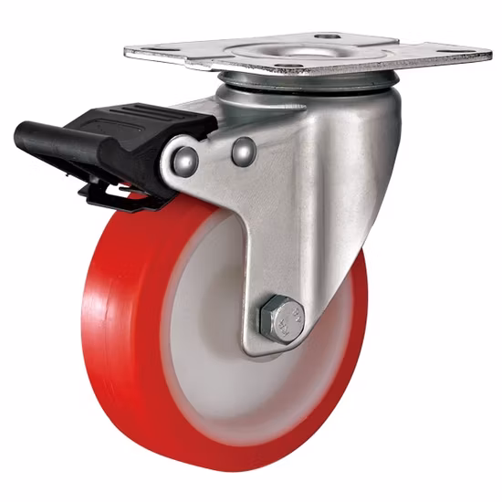 China Factory Wholesale PP Core Red PU Tire Light Medium Duty Castor