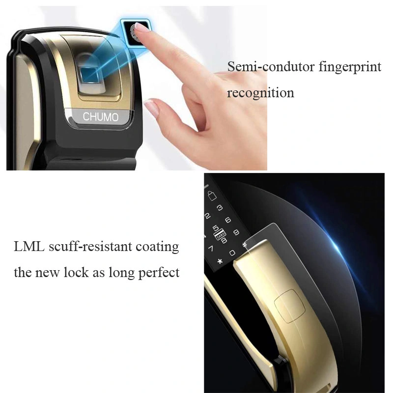 4.5&ldquo; HD Screen Visible Fingerprint Smart Door Lock with Floor Light