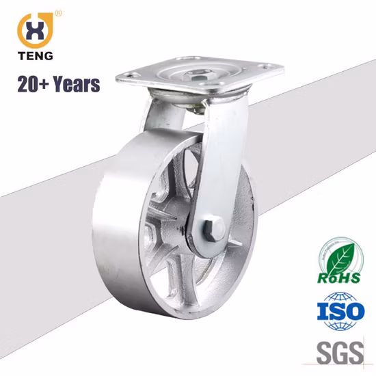 4 Inch - 8inch Swivel Plate PU on Cast Iron Heavy Duty Caster