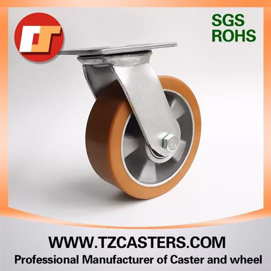 4inch-8inch Swivel Brake Plate Steel Core Red PU Wheels Heavy Duty Casters