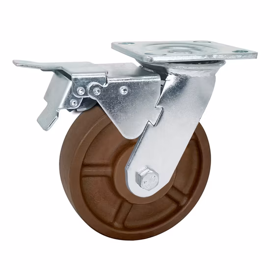 Wbd Factory Top Plate Swivel Double Brake Heavy Duty High Temperature Castors and Wheels Phenolic Wheel with Plain Bearing